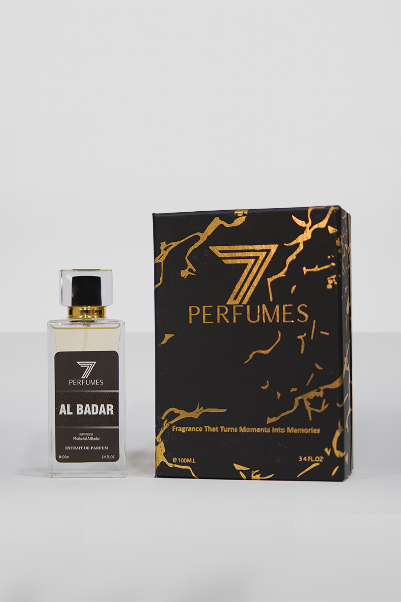 7Perfumes Al Badar – The 100ml bottle provides a long-lasting, warm fragrance of oud, musk, and amber, perfect for those who love sophisticated scents