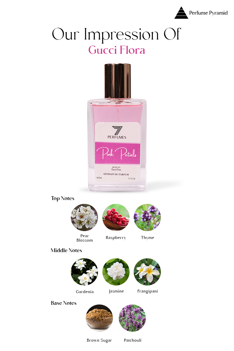 7Perfumes Pink Petals – Top notes of citrus and peony, heart notes of jasmine and rose, and base notes of sandalwood and patchouli create a light, floral fragrance.