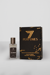 7Perfumes Al Badar – The 30ml bottle offers a rich and warm fragrance with oud, saffron, and rose in a convenient size for daily luxury.