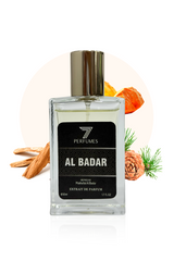 7Perfumes Al Badar – A luxurious blend of oud, musk, and rose with hints of saffron and amber, inspired by Mukhallat Al Bader.