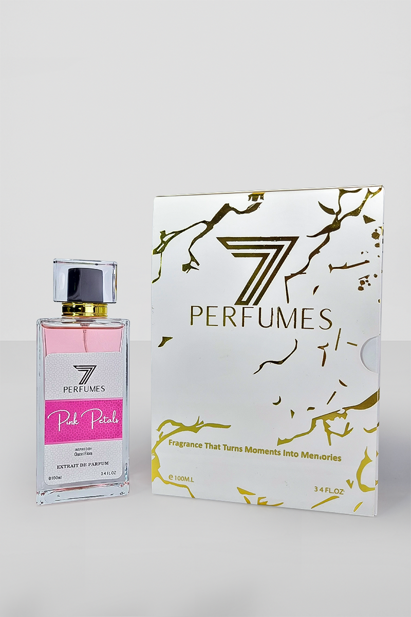 7Perfumes Pink Petals – The 100ml bottle provides a long-lasting, elegant fragrance with peony, citrus, and sandalwood for a refined scent experience.