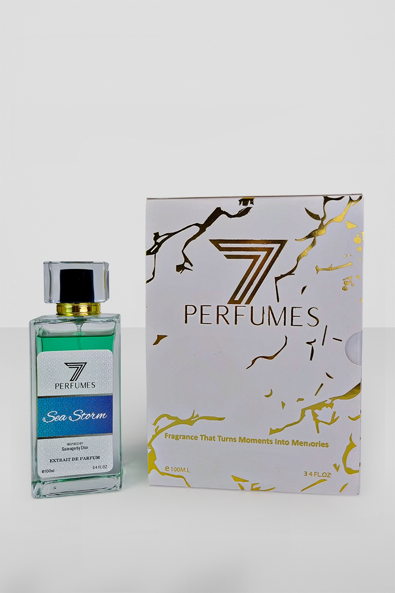7 Perfumes Sea Storm – The 100ml bottle delivers luxury and performance with a rich, fresh, and woody fragrance. Perfect for those who love to make an impact.